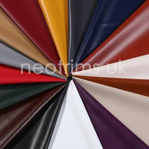 Faux Leather Fabric Smooth Vinyl Leatherette Light Upholstery Crafts Material - Picture 1 of 52