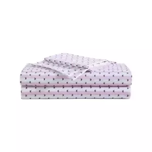 Butterfly Stripe 4-Piece White/Purple Microfiber Queen Sheet Set - Picture 1 of 6