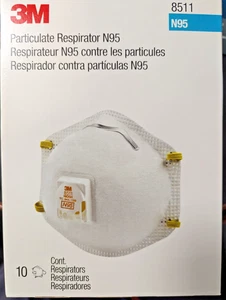 3M 8511 N95 Partikel Atemschutzmaske Schutzmasken Ausatemventil HERGESTELLT IN DEN USA - Bild 1 von 2