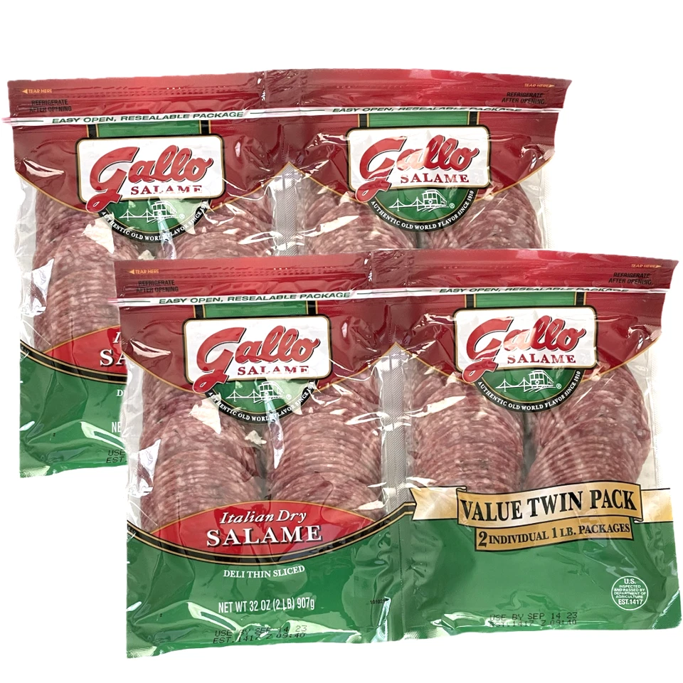 2 Pack - 2 lbs Gallo Italian Dry Salame Deli Thin Sliced (4 lbs Total)