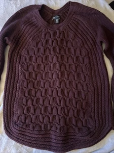 Jones New York Damen Pullover Zopfmuster Baumwolle Langarm Burgund Gr. M - Bild 1 von 13