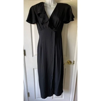 Vestido Vintage La Belle Juniors 5 Volantes Midi Y2K Modesto Años 90 Bruja Corbata Negro Foto 1 de 4