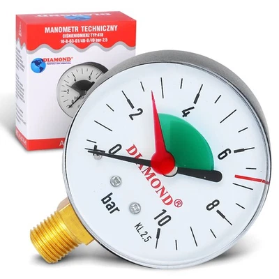 DIAMOND Manometer Druck 10 bar 1/4 Unten 63 mm Wasserdruckmesser Druckmanometer Armatur