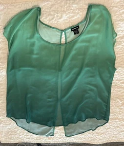 Torrid Blouse Sz 2 Sheer Green Open Back Top Shirt - Picture 1 of 2