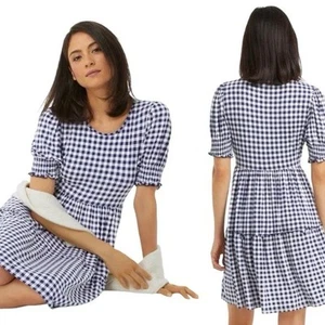 Draper James NWT Lee Ann Tiered Dress In Blue Gingham Size 3X Cottagecore - Picture 1 of 7