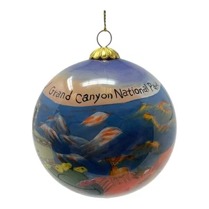 Grand Canyon National Park South Rim Reverse Paint Glass Ball Christmas Ornament - Picture 1 of 3