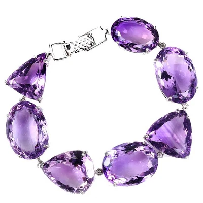 Pulsera de plata de ley 925 amatista ovalada 164ct hecha a mano joyería gema 8 en rara Foto 1 de 4