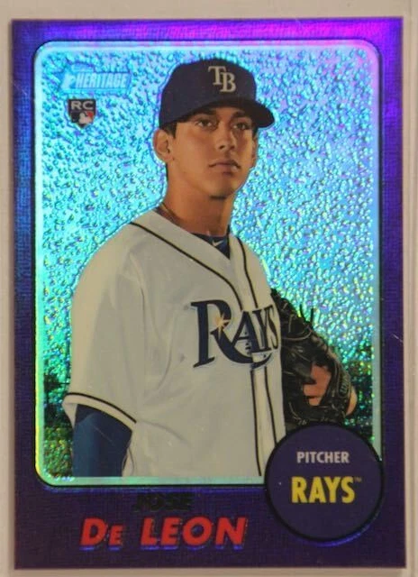 2017 Topps Heritage Chrome Purple Refractor Jose DeLeon RC THC-642 - Image 1 of 1