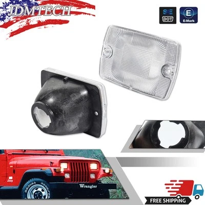 2x Carcasas de lámpara de estacionamiento con señal de giro transparente para Jeep Wrangler YJ 1987-95 56001378 Foto 1 de 4