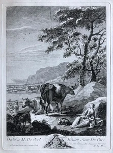 Noël Le Mire, d’après Bergem [Berchem] — Bergère — eau-forte originale — c. 1790 - Picture 1 of 4