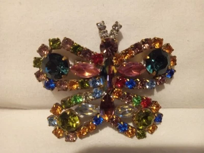 Gorgeous Czech Glass Multicolored Butterfly 2 1/4 Inches Fall Colors! - Image 1 of 3
