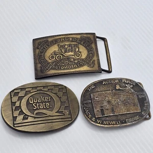 LOT OF 3 Vintage Assorted Belt Buckles Solid Brass Oval and Rectangular Shape - Picture 1 of 14