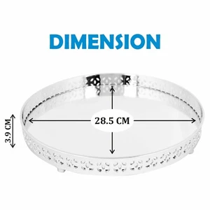 Silver Round Decorative Vanity Serving Tray Mirror Base Perfume Cosmetic Gift - Picture 1 of 10