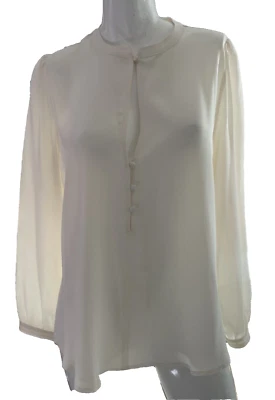 A.L.C. Top 100%Silk Ivory Size 8/M/L Women’s LongSleeve Blouse - Image 1 of 4