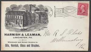LANCASTER, PA ~ 1899 ILLUS. ADV. COVER, HARNISH & LEAMAN, Paint Works, Oils &c. - Picture 1 of 2