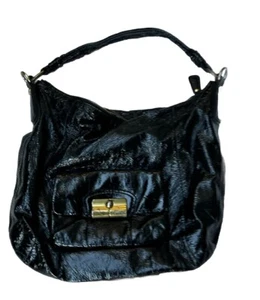 COACH KRISTIN Black Patent Leather Hobo Shoulder Bag Handbag Purse 16013 - Picture 1 of 6