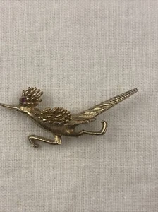 BOUCHER Jewelry Pin Brooch - VTG 60's Signed Numbered Gold Tone Road Runner Bird - Picture 1 of 8