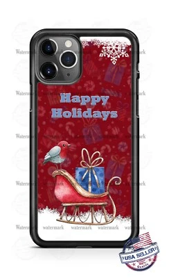 Caixa de presente Natal cardinal pássaro trenó de neve capa de telefone para iPhone Samsung etc - Imagem 1 de 4