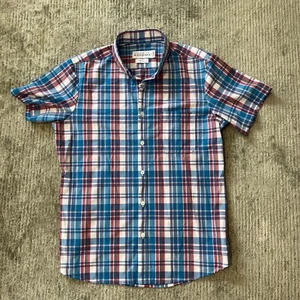 Mizzen + Main Leeward Shirt Mens Large Trim Fit Plaid Pink Blue Green Button Up - Picture 1 of 6