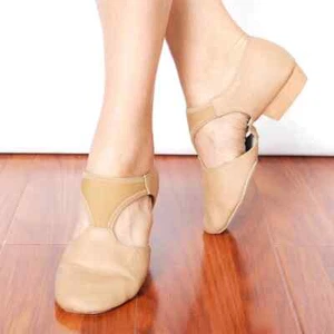 Jazz Dance Shoes Genuine Leather Stretch Women Teachers's Dance Sneaker Sandals - Picture 1 of 13