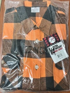 Camicia da uomo Rothco extra pesante arancione flanella nera a maniche lunghe taglia 2XL nuova - Foto 1 di 6