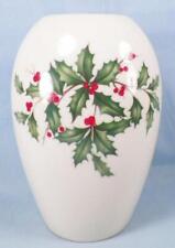 Lenox Holiday Vase Holly Berries Cream Porcelain Gold Trim 6.25in Vintage