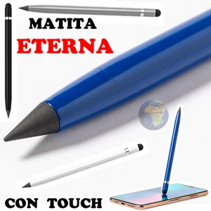 MATITA ETERNA Alluminio SCRITTURA INFINITA Penna SENZA INCHIOSTRO Gomma TOUCH - Picture 1 of 7