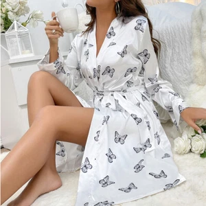 Sexy-Lingerie Women's Butterfly Robe Satin Silk Kimono Robes with Belt Nightwear - Picture 1 of 97