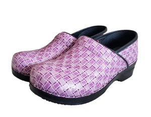 Sanita Purple Basket Weave pattern, Patent Leather Clogs Women's Sz 9.5-10 EU 40 - Picture 1 of 11