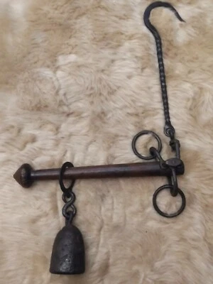 Balance Romaine Peson Bois et Fer Forgé Ancien XVIIIème - Photo 1/4