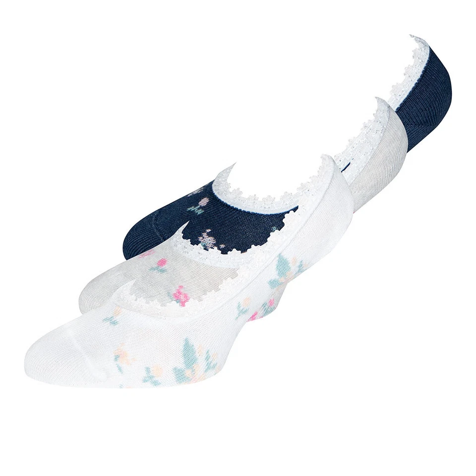 EWERS Kinder Sneaker Socken 3er Pack Füßlinge Blümchen Blumen Mädchen und Jungen - Bild 1 von 1