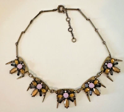 J Crew ожерелье заявление подвеской розовый шарнирный золотой тон ссылки 16-18" - Изображение 1 из 4