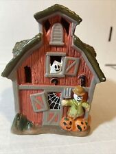 Haunted Barn House Figurine Halloween Porcelain 4” Pumpkin Ghost SpookySeasonal