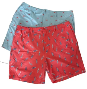 Lotto di 2 pantaloncini da bagno uomo Tackle & Tide Fishing rosa/blu performance taglia 42x10 - Foto 1 di 8