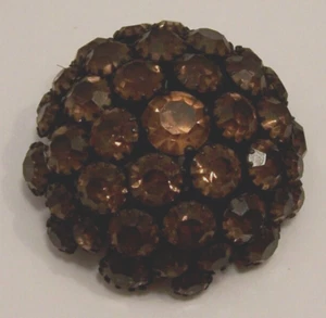 Vintage Moonglow Amber Rhinestone Dome Brooch Signed Warner - Picture 1 of 10