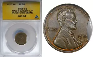 1920 1C ANACS AU53 MAJOR CLIP ERROR LINCOLN ~ CHOICE ORIGINAL PIECE! - Picture 1 of 5