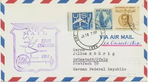 USA 1959 Erstflug A.M. 8 "Columbus, Ohio - Cincinnati, Ohio" weitergeleitet BRD - Bild 1 von 3