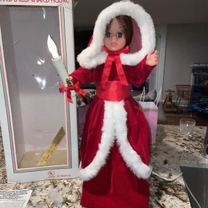 Vintage Rennoc 24" Christmas Caroler Doll Girl Animated  W/ Candle Orig Box Bulb - Picture 1 of 8