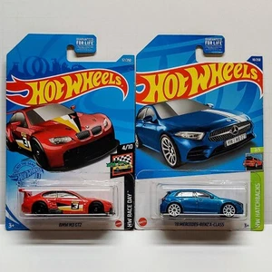 Hot Wheels BMW M3 GT2 Red & '19 Mercedes-Benz A-Class Blue Lot of 2 - Picture 1 of 2