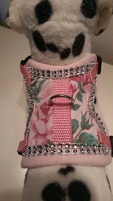 Softgeschirr  Brustgeschirr Hundegeschirr Rosen Glitzer Halsband XS-M Welpen - Bild 1 von 4