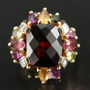 Ring 10 Karat Gelbgold Granat, Turmalin und Edelstein - Bild 1 von 10
