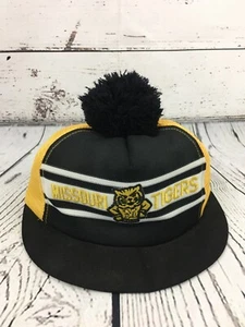 Vintage Mizzou Missouri University Tigers NCAA kurze Krempe 70er 80er Mütze Kappe Druckknopflasche - Bild 1 von 10