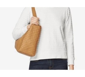 Cole Haan Dillan Hobo Korbgeflecht Leder Boho Schulter Handtasche Reißverschluss gefüttert - Bild 1 von 13