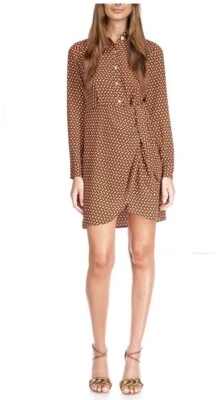 Vestido MICHAEL Michael Kors Geométrico Con Botones Corbata Color 'Caléndula' Talla XS Foto 1 de 4