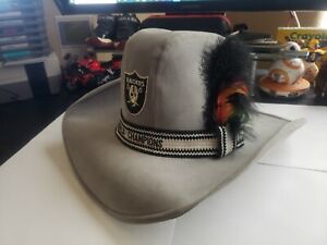 🚨🔥Vintage 70s 80s AJD Oakland Las Vegas Raiders Suede Western Cowboy Hat Rare!