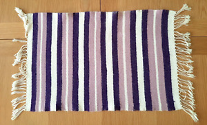 Swedish table runner purple striped wool