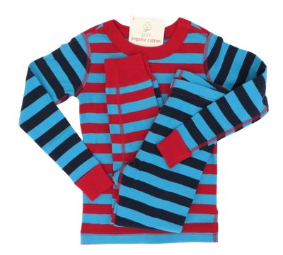 New NWT Hanna Andersson Red Blue Opposite Striped Long Johns Pajamas 100 3 4 5 - Image 1 of 4
