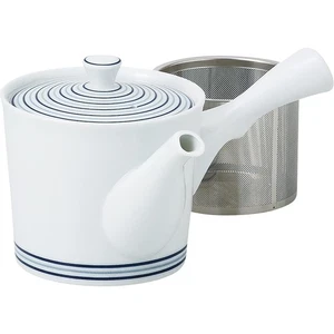 Hasami-yaki Teapot, White Porcelain Whirlpool Design Super Stainless Steel 425ml - Picture 1 of 2