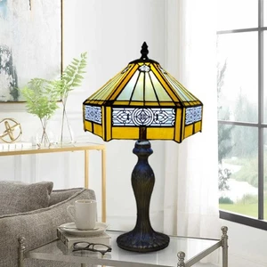 Tiffany Style Table Lamp Stained Glass Handcrafted Bedside Light Desk Lamps UK. - Picture 1 of 17