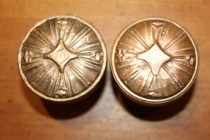 Pair of Heavy Cast Bronze 2" Doorknobs Marked WB Not Currently Cataloged Y-8 - Bild 1 von 7